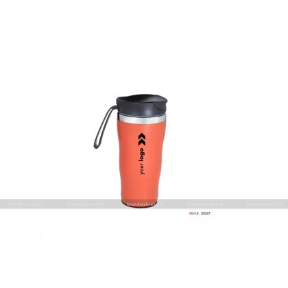 Personalized Insulated Red Vacuum Mug with silicone Band