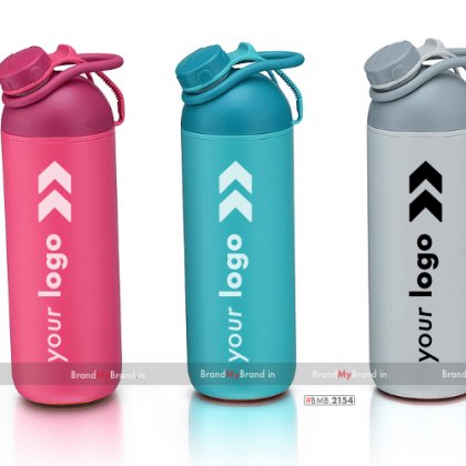 Personalized pink/light cyan/grey suction bottle-artist pp (410 ml)