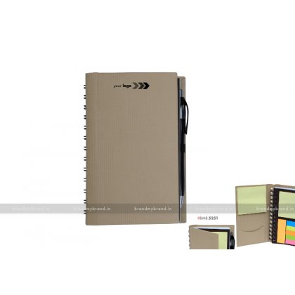 Personalized Hard Cover Wiro Notebook Sticky Note & Cards Pocket