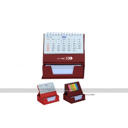 Personalized Mehroon Cube Calendar With Sticky Notes