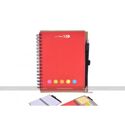 Personalized Red Eco Diary With Sticky Note & Pad