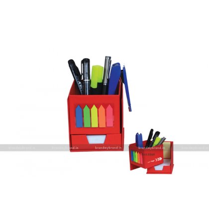 Personalized Red Multi utility Box with Slip Rack & Sticky Notes