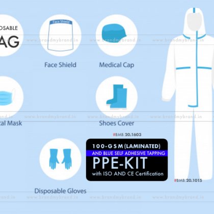 100-GSM PPE-Kit Laminated and Blue Self Adhesive Tapping with ISO AND CE certification