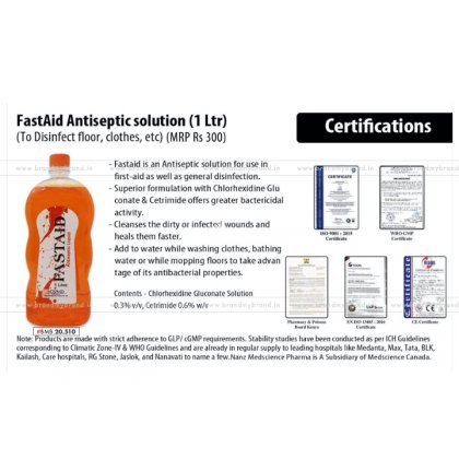 FastAid Antiseptic Solution | To Disinfect Floor, Clothes, Etc (1 Ltr)