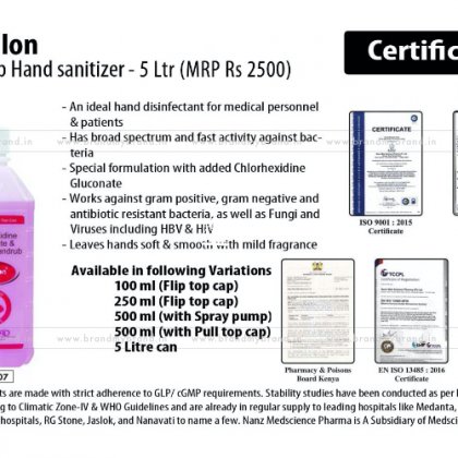 Nanzilon / Nanzirub 5 Litre Hand sanitizer (can bottle)