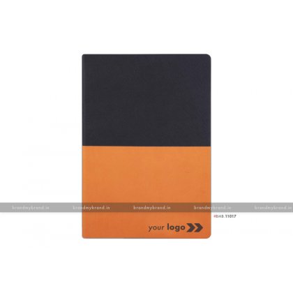 Personalized Black-Orange - Hard Cover A5 Notebook
