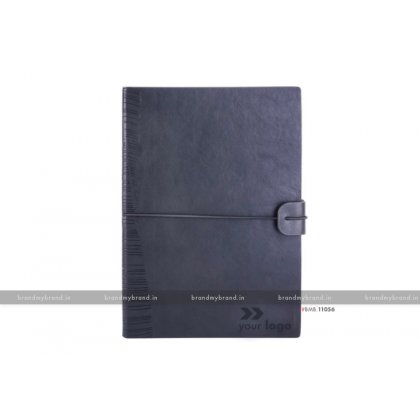 Personalized Navy Blue - Elastic Lock Premium - Soft Cover A5 Notebook