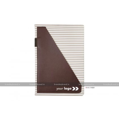 Personalized Strip Pocket - Brown - Hard Cover A5 Notebook
