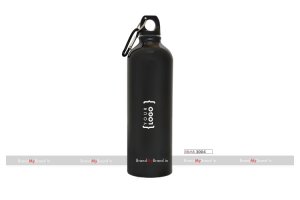 Personalized Black Sports Bottle With Carabiner (750Ml)