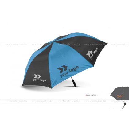 Light Blue and Black Umbrella -24 inch, 2 Fold