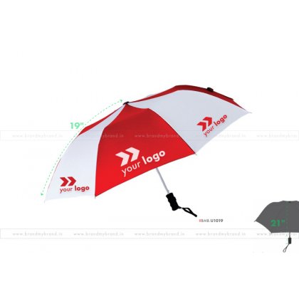 Red and White Umbrella -21 inch, 2 Fold