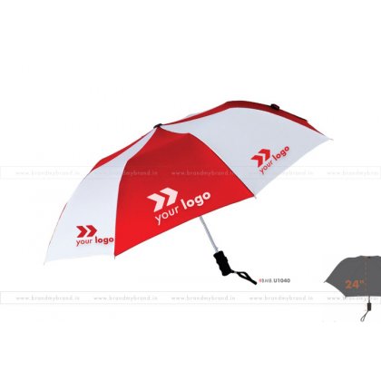 Red and White Umbrella -24 inch, 2 Fold