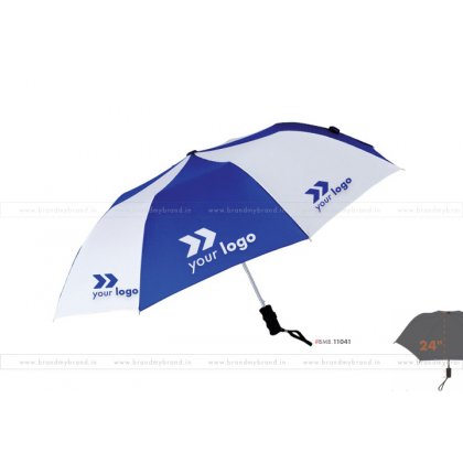 Royal Blue and White Umbrella -24 inch, 2 Fold