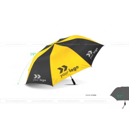 Yellow and Black Umbrella -21 inch, 2 Fold