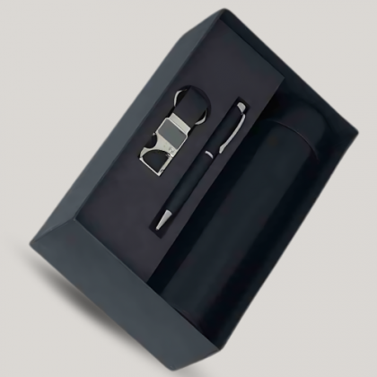 Customized Black Employee Joining Kit with Notebook and Tech Gadgets