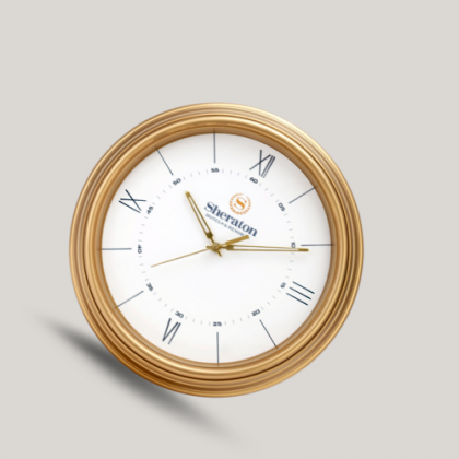 Customized Round Gold Frame Logo Wall Clock