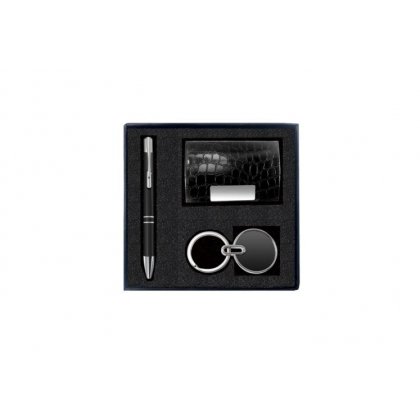Silver Gift Set Of Three (Card Holder, Keychain And Pen) Option 4