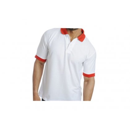 Personalized Polo T Shirt (White-Red) Polyester Cotton