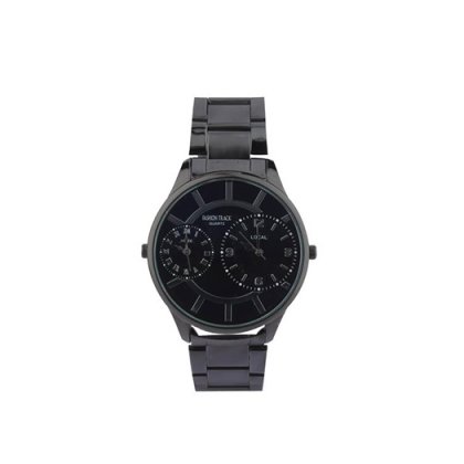 Personalized Black/ Black Dual Time Watch