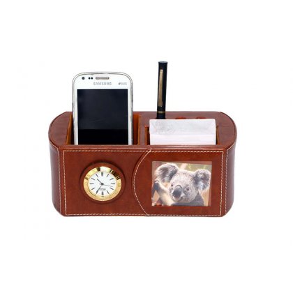Personalized Pen Stand With Photo Frame And Clock
