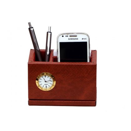 Personalized Revolving Pen stand With Clock