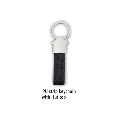 Personalized PU Strip Keychain With Hut Top