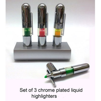 Personalized Set of 3 Chrome Plated Liquid Highlighter