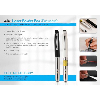 Personalized 4 In 1 Laser Pointer Pen (Exclusive)