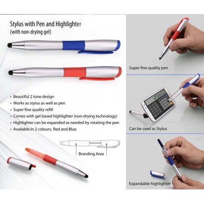 Personalized Stylus Pen With Non - Drying Gel Highlighter