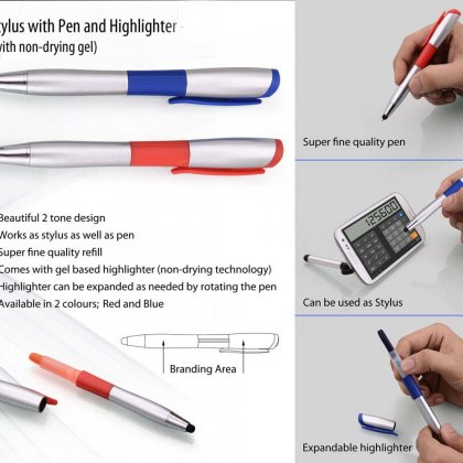 Personalized Stylus Pen With Non - Drying Gel Highlighter