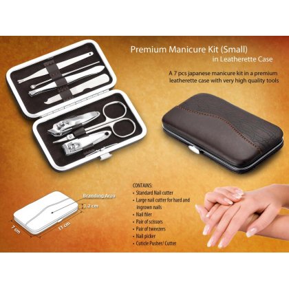 Personalized Premium Manicure Kit In Leatherette Case (7 Pc.) - Small