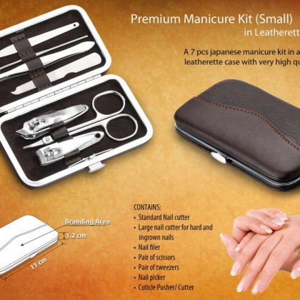 Personalized Premium Manicure Kit In Leatherette Case (7 Pc.) - Small