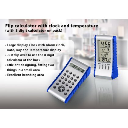 Personalized Flip Calculator With Clock And Temperature