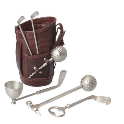 Personalized Leather Golf Bar Set